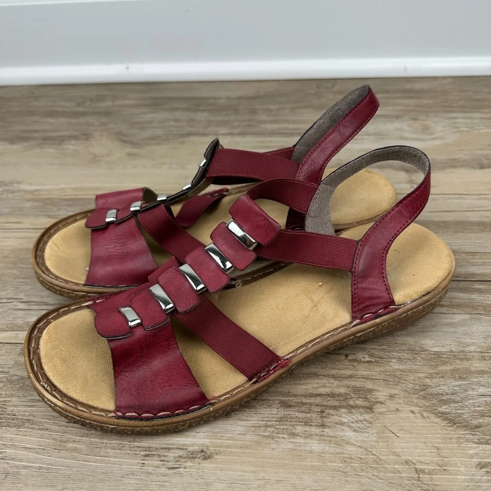 Rieker Comfort & Style Regina Red Leather Sandal